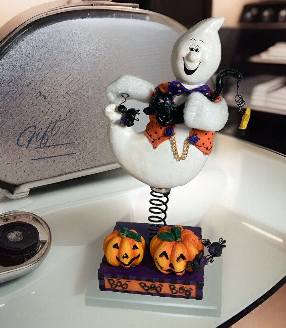 Avon Halloween Ghost Standee Wobbler on Spring with Box 2002 Gift Collection Vtg